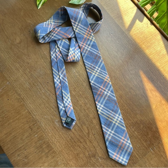 J. Crew Factory 100% Cotton Blue and Yellow Plaid Neck Tie 2.5” X 59” - Picture 3 of 8